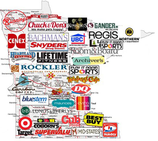 Minnesota retail map