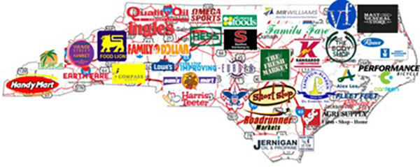 North Carolina retail map