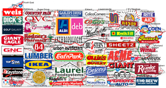 Pennsylvania retail map