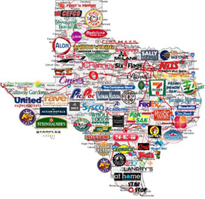 Texas retail map